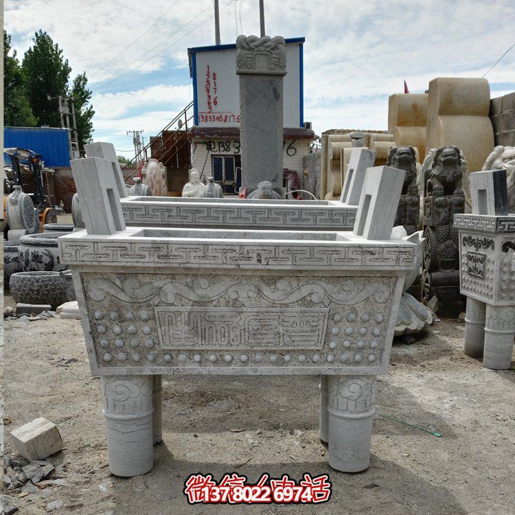 大型戶外石雕大理石香爐擺件，為園林景觀增添靈動(dòng)之美