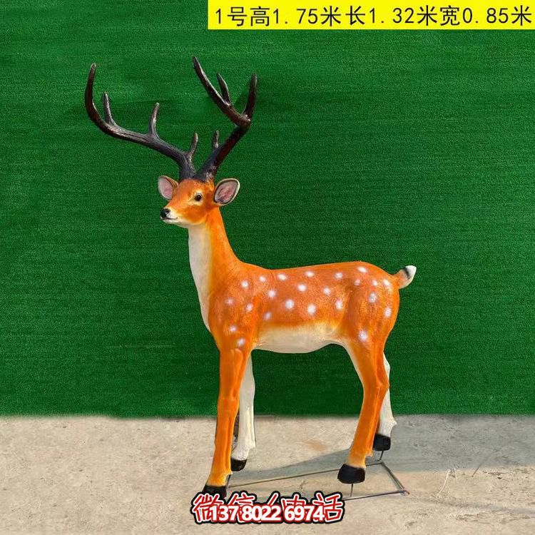 玻璃鋼仿銅梅花鹿雕塑，點綴園林景觀