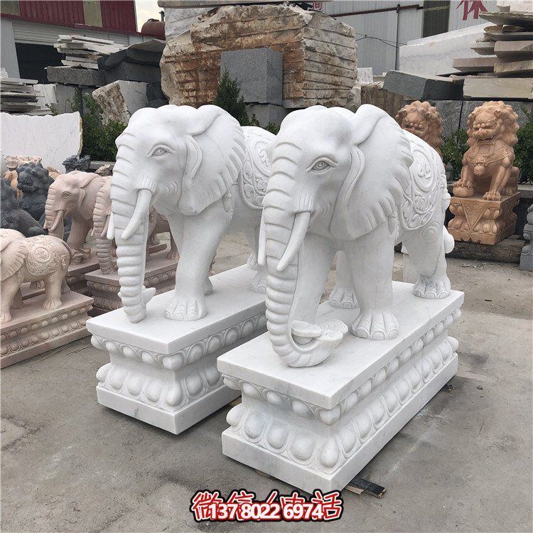 大理石石雕大型動物雕塑，點綴庭院別墅門口