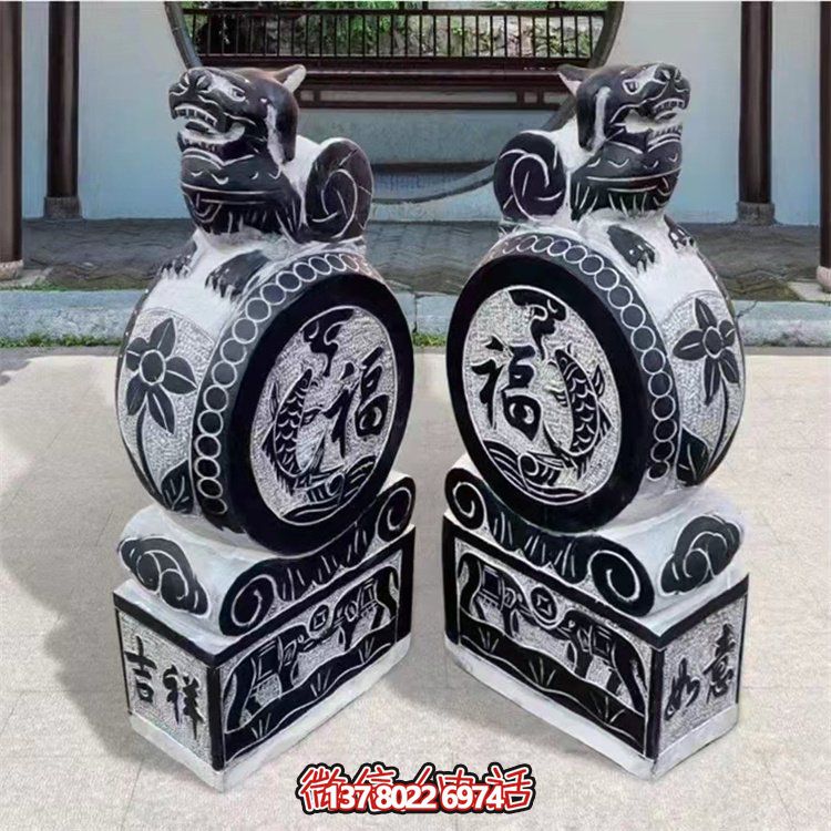 經(jīng)典中式仿古大理石門(mén)鼓石擺件