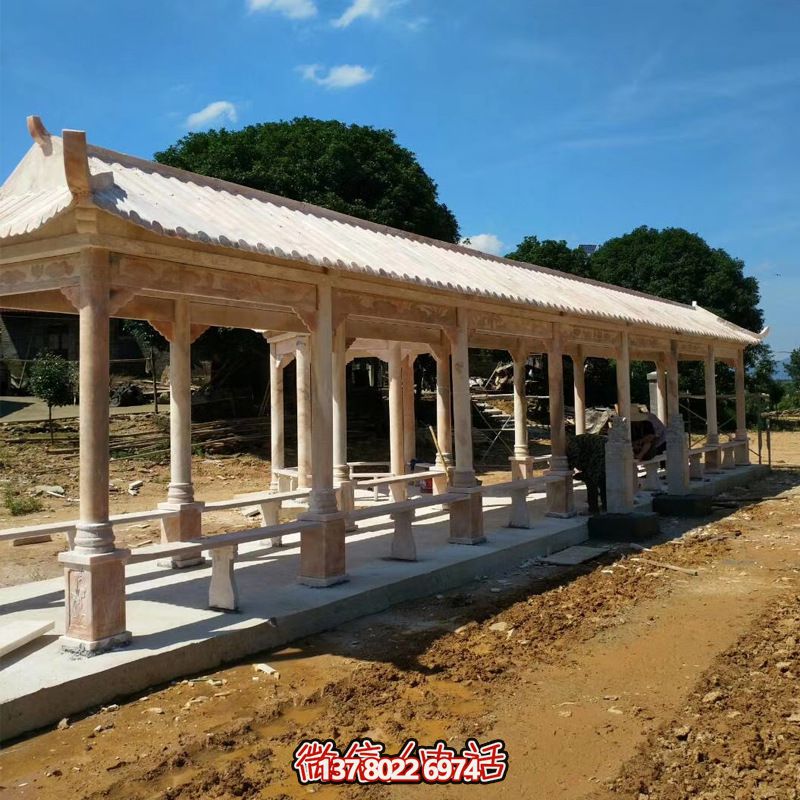 享受晚霞的紅色長廊涼亭 享受晚霞的紅色長廊涼亭