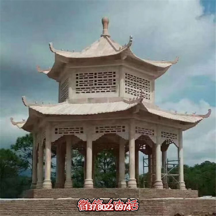大型廣場(chǎng)擺放雙層鏤空大理石涼亭景觀 大型廣場(chǎng)擺放雙層鏤空大理石涼亭景觀