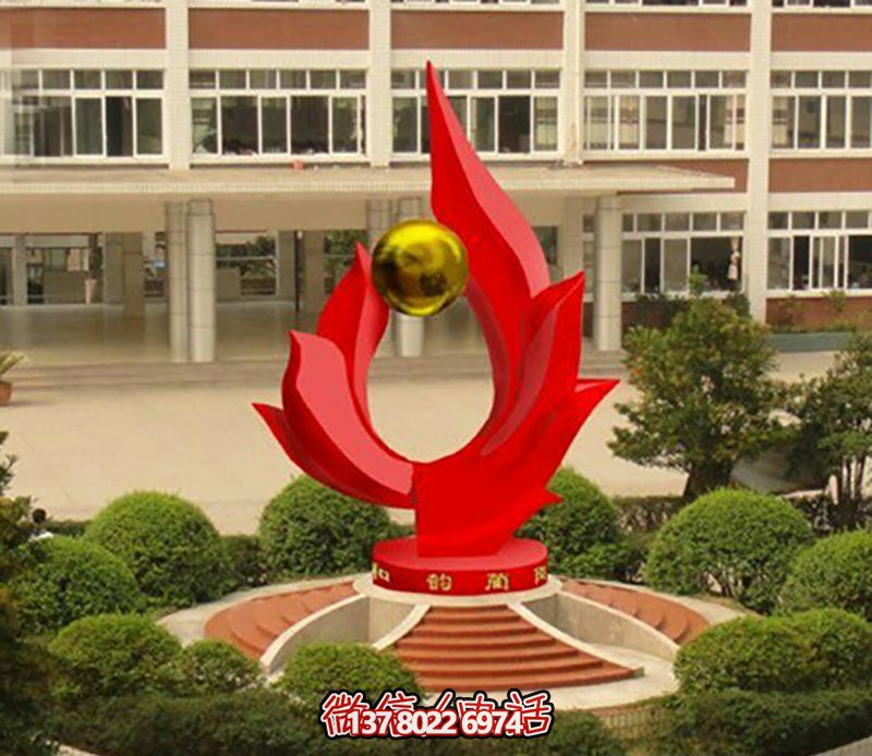 校園創(chuàng)意玻璃鋼紅色旗幟雕塑 校園創(chuàng)意玻璃鋼紅色旗幟雕塑