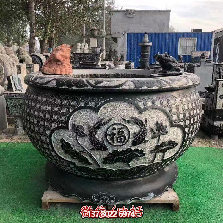 青石大水缸，石雕缸
