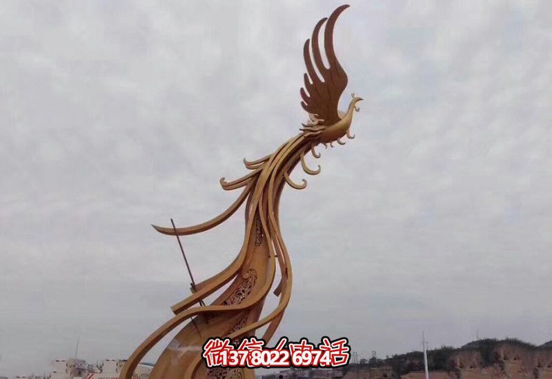 公園景區創意不銹鋼飛翔的鳳凰雕塑 公園景區創意不銹鋼飛翔的鳳凰雕塑