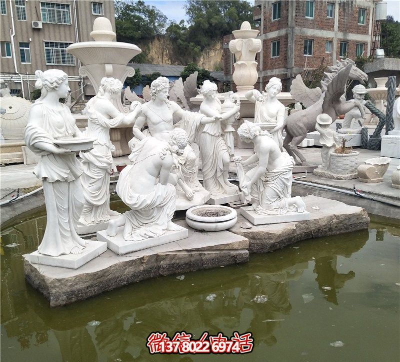 別墅景區(qū)漢白玉眾寧芙侍奉阿波羅雕塑 別墅景區(qū)漢白玉眾寧芙侍奉阿波羅雕塑