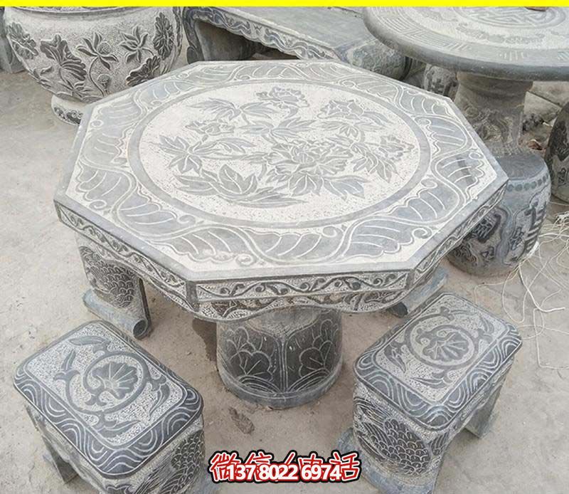 寺院景區擺放仿古八角大理石桌凳雕塑 寺院景區擺放仿古八角大理石桌凳雕塑